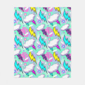 Couverture Polaire Motif Neon Lightning Bolts & Stars (Devant)