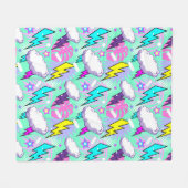 Couverture Polaire Motif Neon Lightning Bolts & Stars (Devant (Horizontal))