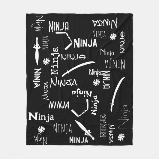 Couverture Polaire Motif Ninja noir blanc Katana personnalisable (Devant)