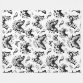 Couverture Polaire Motif noir blanc papillon polaire (Devant (Horizontal))