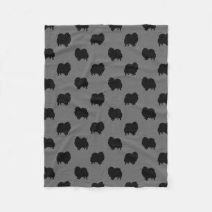 Couverture Polaire Motif noir de silhouettes de Pomeranian