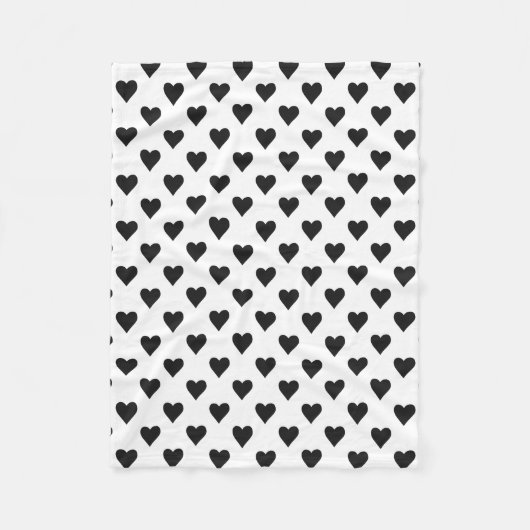 Couverture Polaire Motif noir et blanc de coeur (Devant)
