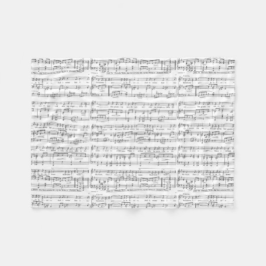 Couverture Polaire Motif noir et blanc de musique de feuille (Devant (Horizontal))