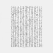 Couverture Polaire Motif noir et blanc de musique de feuille (Devant)