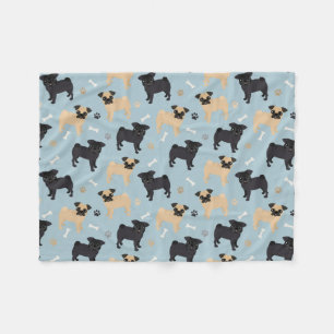 Couverture Polaire Motif noir et bronzage mignon de carlins