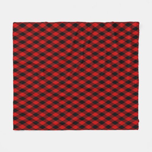 Couverture Polaire Motif noir et diamant rouge classique (Devant (Horizontal))
