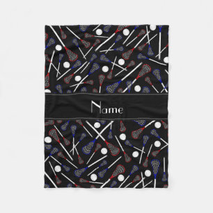 Couverture Polaire Motif noir nommé personnalisé de lacrosse