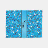 Couverture Polaire Motif nommé personnalisé de lacrosse de bleu de (Devant (Horizontal))