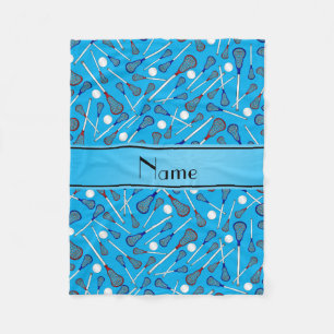 Couverture Polaire Motif nommé personnalisé de lacrosse de bleu de