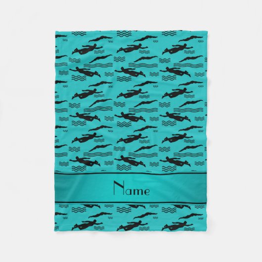 Couverture Polaire Motif nommé personnalisé de natation de turquoise (Devant)