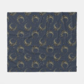 Couverture Polaire Motif Nuit Étoilée Lune Céleste Dorée (Devant (Horizontal))