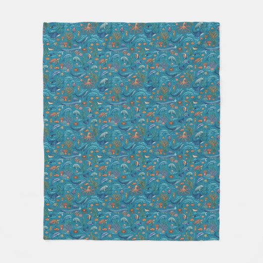 Couverture Polaire Motif Océan (Devant)