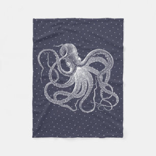 Couverture Polaire Motif Octopus et points blanc vintage
