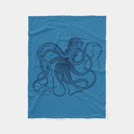 Couverture Polaire Motif octopus et points bleu vintage (Devant)