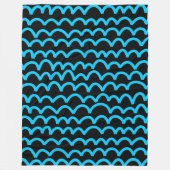 Couverture Polaire Motif ondulé - bleu ciel sur noir (Devant)