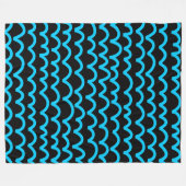 Couverture Polaire Motif ondulé - bleu ciel sur noir (Devant (Horizontal))