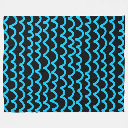 Couverture Polaire Motif ondulé - bleu ciel sur noir (Devant (Horizontal))