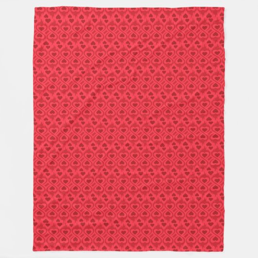 Couverture Polaire Motif optique Coeurs rouges (Devant)