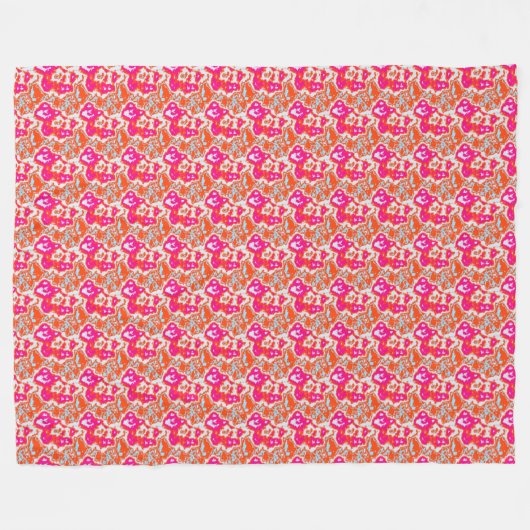 Couverture Polaire Motif orange rose Abstrait moderne  (Devant (Horizontal))