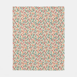 Couverture Polaire Motif orange vert rouge des lézards