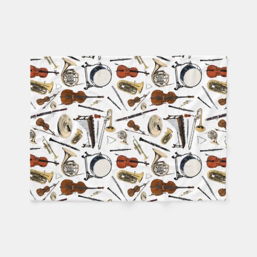 Couverture Polaire Motif Orchestra Instruments (Devant (Horizontal))