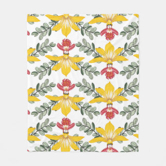 Couverture Polaire motif orchidée