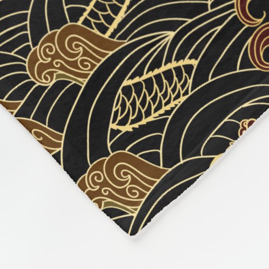 Couverture Polaire Motif oriental de dragon de mer (Coin)