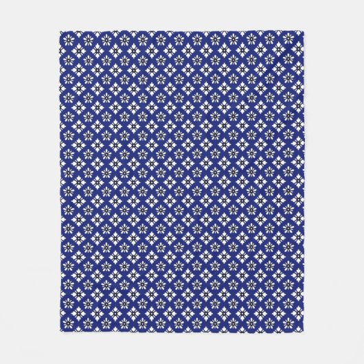 Couverture Polaire Motif Oriental Indigo White Katazome Fleurs (Devant)