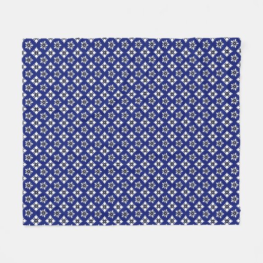 Couverture Polaire Motif Oriental Indigo White Katazome Fleurs (Devant (Horizontal))