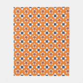 Couverture Polaire Motif Oriental Orange Blanc Rouge Katazome Fleurs (Devant)