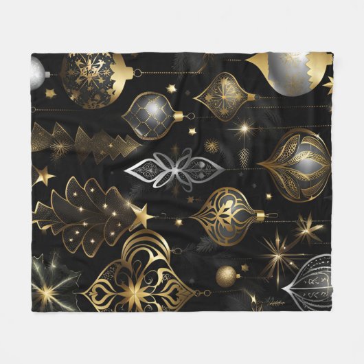 Couverture Polaire Motif Ornements Traditionnels Argent Et Or (Devant (Horizontal))