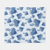Couverture Polaire Motif OVNI bleu Kawaii Octopus (Devant (Horizontal))