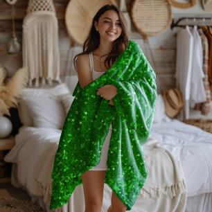 Couverture Polaire Motif pailleté faux vert scintillant