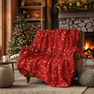 Couverture Polaire Motif pailleté rouge scintillant