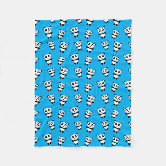 Couverture Polaire Motif panda bleu ciel mignon (Devant)