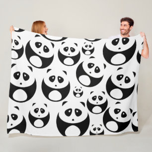 Couverture Polaire Motif Panda noir et blanc Kawaii