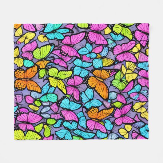 Couverture Polaire Motif papillon coloré (Devant (Horizontal))