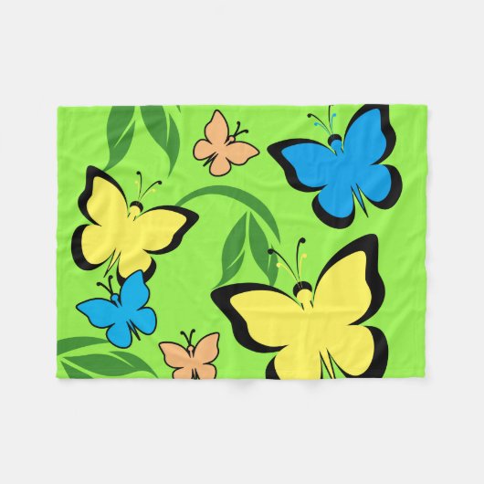 Couverture Polaire Motif papillon de printemps (Devant (Horizontal))