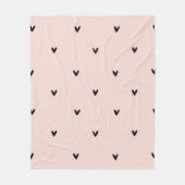 Couverture Polaire Motif Pastel Moderne Rose et Coeurs Noirs (Devant)