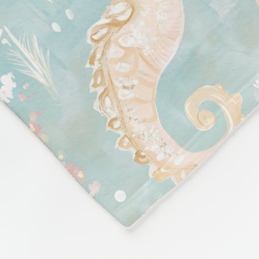 Couverture Polaire Motif Pastel Seahorse (Coin)