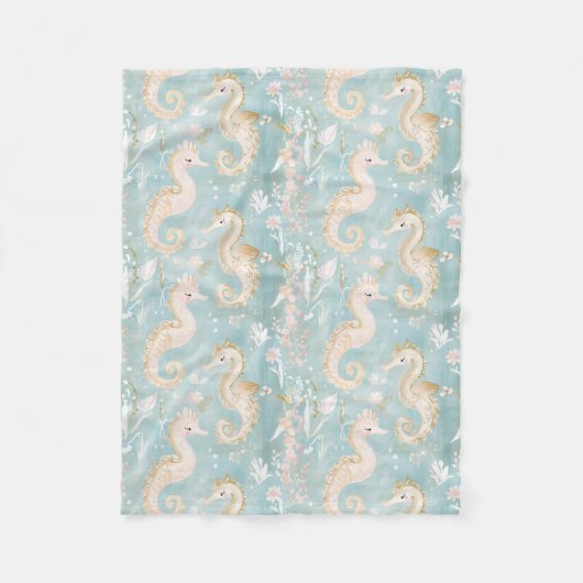 Couverture Polaire Motif Pastel Seahorse (Devant)