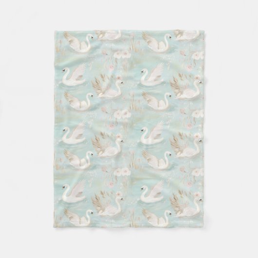 Couverture Polaire Motif Pastel Swan (Devant)