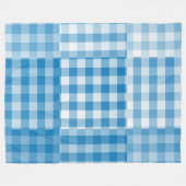 Couverture Polaire Motif patchwork à carreaux bleus (Devant (Horizontal))