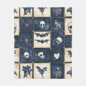 Couverture Polaire Motif patchwork en jean Halloween gothique (Devant)