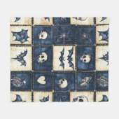 Couverture Polaire Motif patchwork en jean Halloween gothique (Devant (Horizontal))