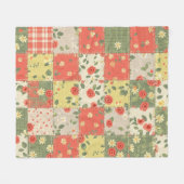 Couverture Polaire Motif Patchwork Floral de Ferme (Devant (Horizontal))