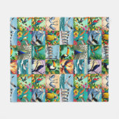 Couverture Polaire Motif Patchwork Oiseaux (Devant (Horizontal))
