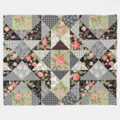 Couverture Polaire Motif Patchwork Papillons Fleurs Rose de feuillage (Devant (Horizontal))