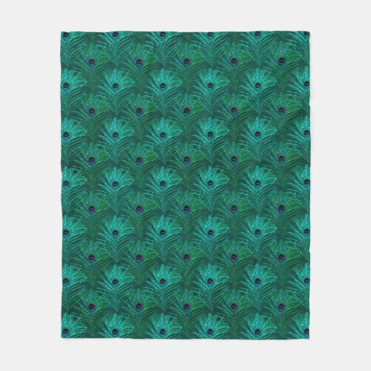 Couverture Polaire Motif Peacock turquoise (Devant)