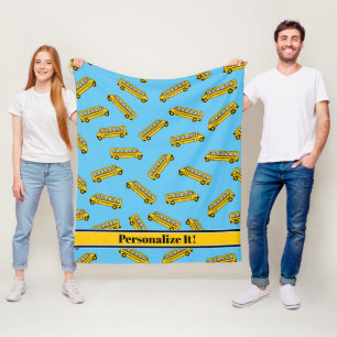 Couverture Polaire Motif PERSONNALISÉ d'autobus scolaire